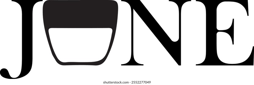 layout, design template of the month of June for diaries and calendars where instead of letters there are various cosmetic jars, for different designs for different areas of life