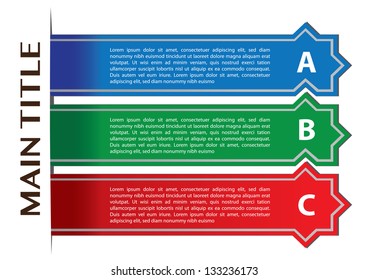 Layout design of three stripe banners with own area for text. Vector illustration.
