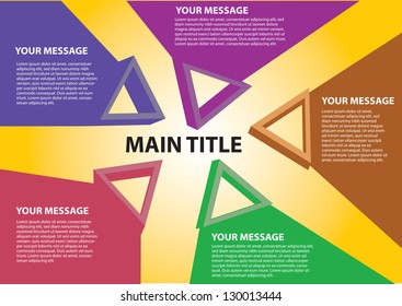 Layout design of Triangle Blocks with colors and area for text. Vector illustration.