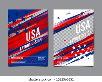 Layout Design USA  flag , Template Banner, Vector abstract grunge,  Background and texture.
