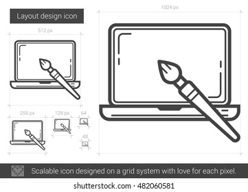 Layout design vector line icon isolated on white background. Layout design line icon for infographic, website or app. Scalable icon designed on a grid system.