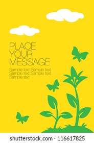  Layout design of wild flowers with butterflies. Vector illustration
