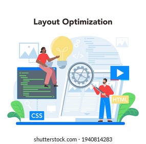 Layout designer concept. Web development, mobile app design
