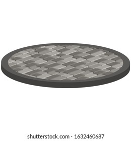 Layout example of paving slabs in the form of a circle.Vector isometric and 3D view.	