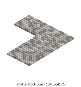 Layout example of paving slabs.Vector isometric and 3D view.