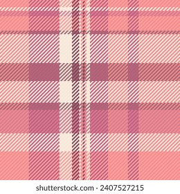 Comprobación de textura de tela de diseño, patrón de suelo sin costura. Tartán vectorial textil de fondo de los años 60 en colores rojo y claro.