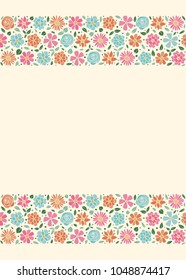Layout of a floral poster in retro style. Background with copyspace. Vector.
