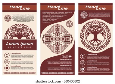 Layout flyers in Celtic style with a national ornament.