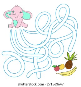 Layout for game labyrinth find a way elephant vector illustration