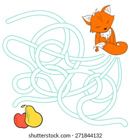 Layout for game labyrinth find a way fox vector illustration