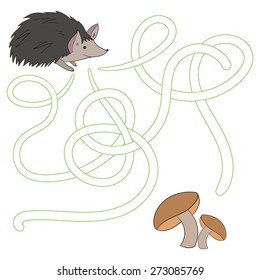 Layout for game labyrinth find a way hedgehog vector illustration