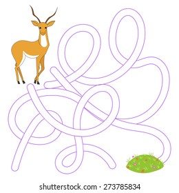 Layout for game labyrinth find a way gazelle vector illustration