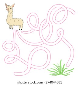 Layout for game labyrinth find a way lama vector illustration