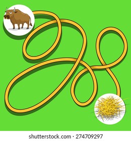 Layout for game labyrinth find a way bull vector illustration