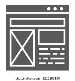 Layout glyph icon, website and design, template window sign, vector graphics, a solid pattern on a white background, eps 10.