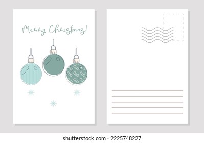 the layout of a greeting card Christmas balls in the style of line art