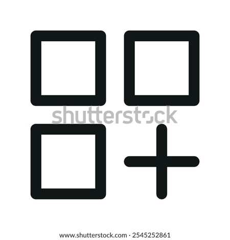 Layout grid add UI icon, add object simple line user interface vector symbol