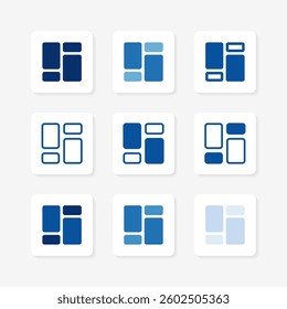 layout grid UI isolated icons set
