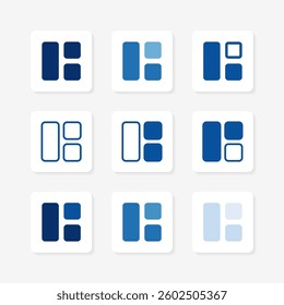 layout grid UI isolated icons set