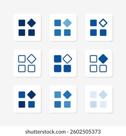 layout grid UI isolated icons set