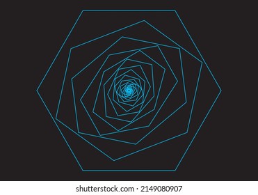 
Layout of hexagonal figures in neon color on a black background