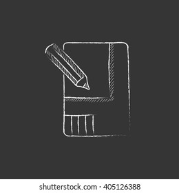 Diseño de la casa. Dibujado en un icono de tiza.