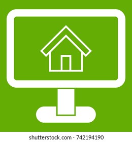 Layout of house icon white isolated on green background. Vector illustration