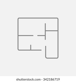 Layout of the house line icon for web, mobile and infographics. Vector dark grey icon isolated on light grey background.