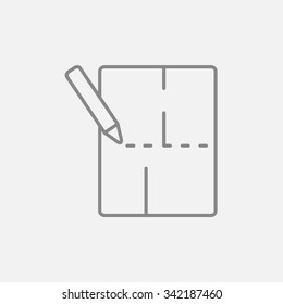 Layout der Hauslinie Icon für Web, Mobile und Infografiken. Vektorgrafik, dunkelgraues Symbol einzeln auf hellgrauem Hintergrund.