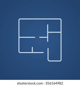 Layout of the house line icon for web, mobile and infographics. Vector light blue icon isolated on blue background.