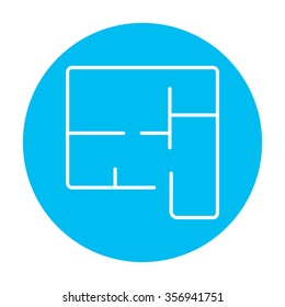 Diseño del icono de la línea de casa para web, móviles e infografías. Icono de blanco vector en el círculo azul claro aislado en fondo blanco.