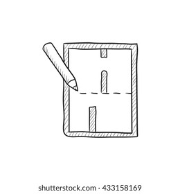 Layout of the house vector sketch icon isolated on background. Hand drawn Layout of the house icon. Layout of the house sketch icon for infographic, website or app.