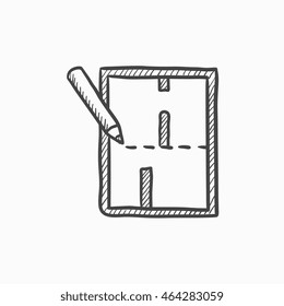 Layout of the house vector sketch icon isolated on background. Hand drawn Layout of the house icon. Layout of the house sketch icon for infographic, website or app.