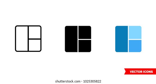 Layout icon of 3 types: color, black and white, outline. Isolated vector sign symbol.