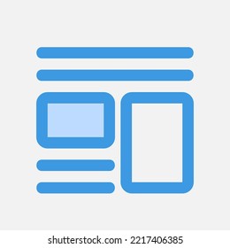 Layout icon in blue style, use for website mobile app presentation