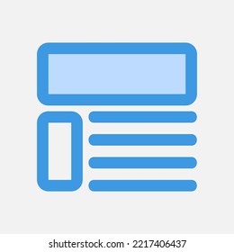 Layout icon in blue style, use for website mobile app presentation