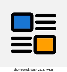 Layout icon in filled line style, use for website mobile app presentation