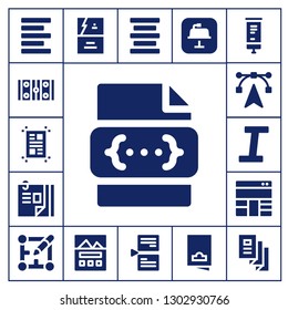  layout icon set. 17 filled layout icons.  Simple modern icons about  - Left alignment, Hockey pitch, Layout, Css, Curriculum vitae, Edit tools, Italic, Business card, Landing page