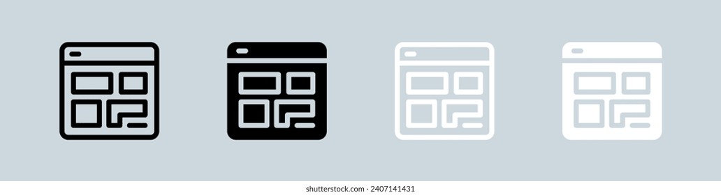 Layout icon set in black and white. Dashboard signs vector illustration.