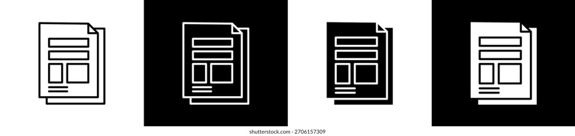 Layoutsymbol in Linien- und Glyphenformat auf schwarz-weißem Hintergrund