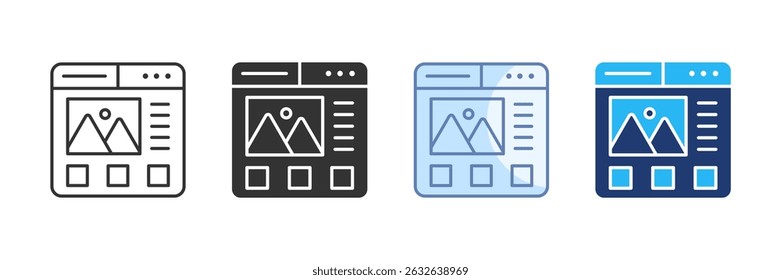 Ícone de layout definir coleção de vários estilos