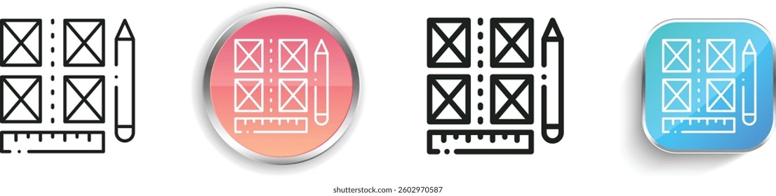 layout icon. Thin Linear, Regular and Button Style Design Isolated On White Background