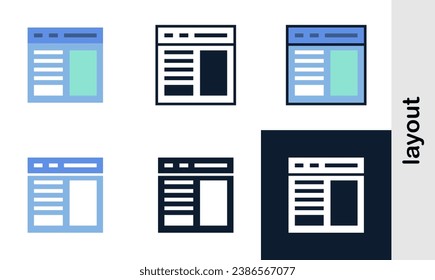 layout illutration icons set. Simple layout icons used web development.