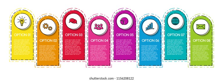 Layout of infograph with hand drawn business icons. Vector.