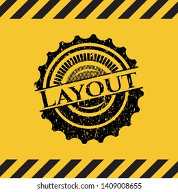 Layout inside warning sign, black grunge emblem. Vector Illustration. Detailed.