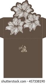 Layout invitation card with floral pattern for weddings and other celebrations. Suitable for laser cutting. Open envelope