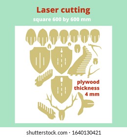 Layout for laser cutting. The head of a deer. Vector.