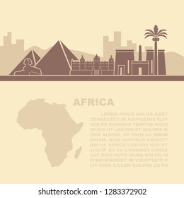 The layout of the leaflets with the architectural landmarks to Africa and a place for text
