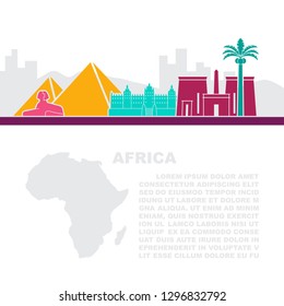 The layout of the leaflets with the architectural landmarks to Africa and a place for text