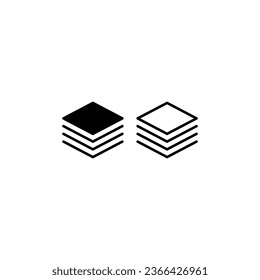 Línea de diseño e icono de glifo. capas de archivos, pila de papel, materiales en capas para paneles de administración, sitio web, interfaz, aplicaciones móviles. Se apilan cinco niveles.Ilustración vectorial. Diseño en fondo blanco. EPS 10